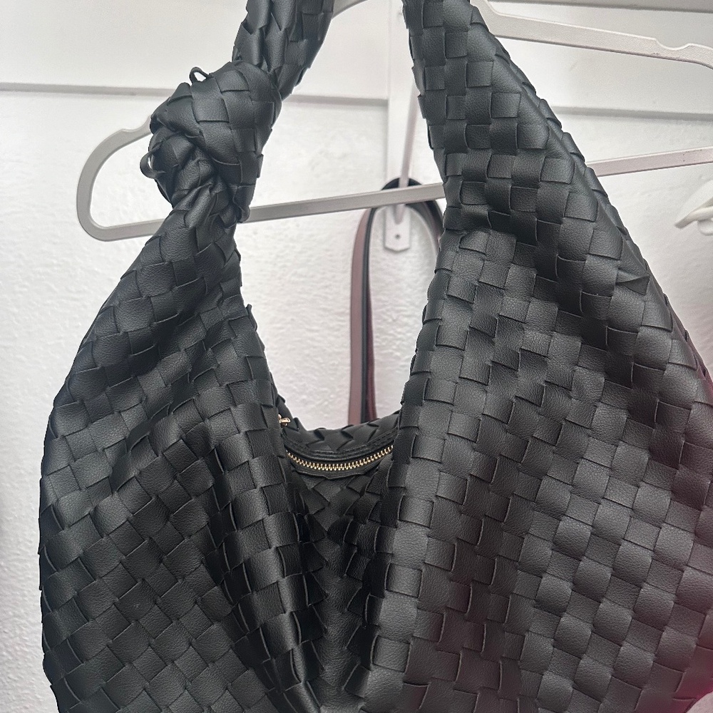 Woven knot hobo bag